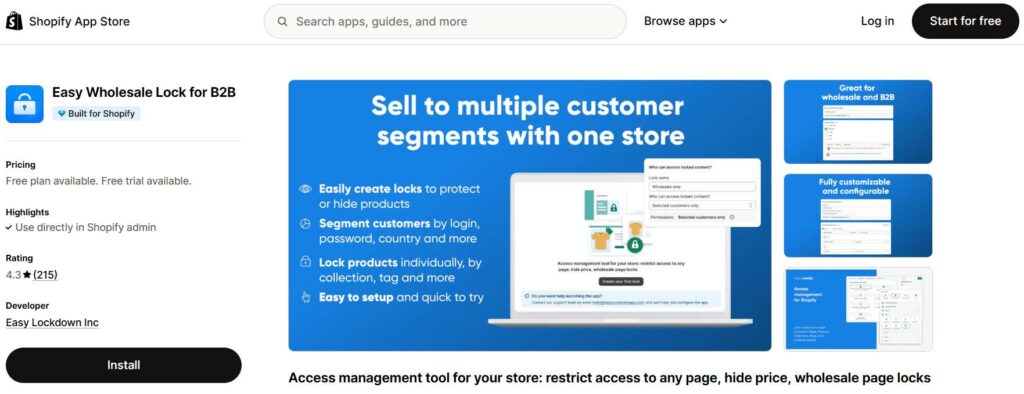 Easy Wholesale Lock - b2b app shopify