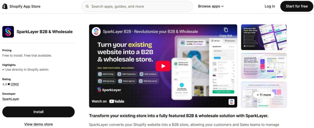 SparkLayer - b2b shopify app