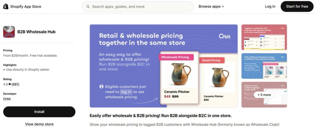 Wholesale Hub - shopify b2b app