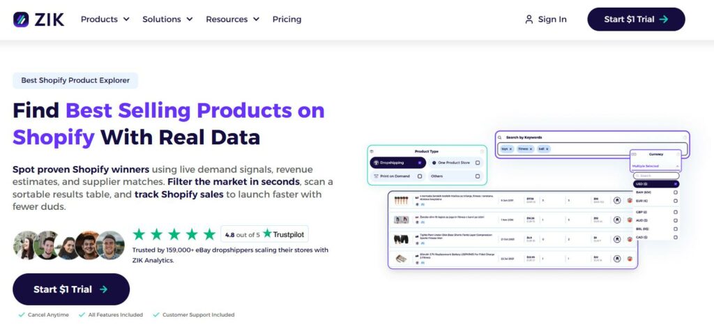 zik analytics - product explorer shopify app