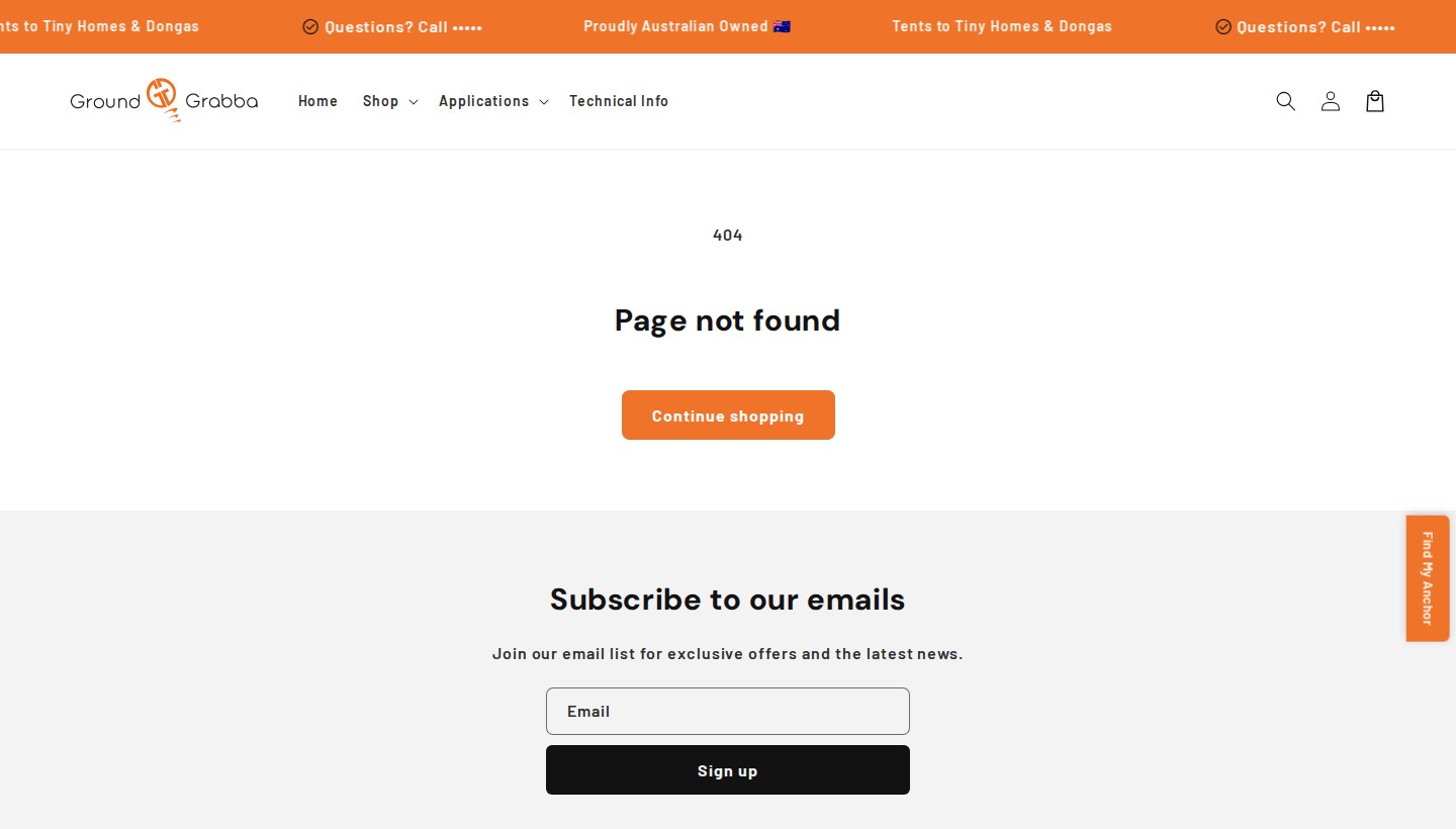 GroundGrabba B2B category page opened as a guest, showing a Page not found message