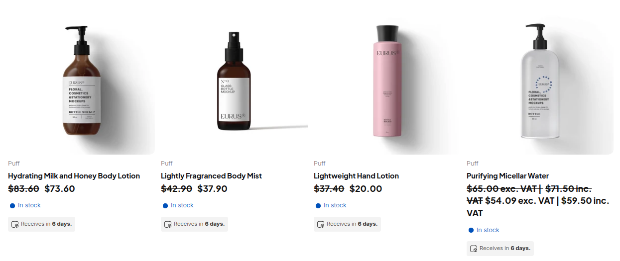 A collection page for a logged-in buyer showing the list prices with the original prices struck through