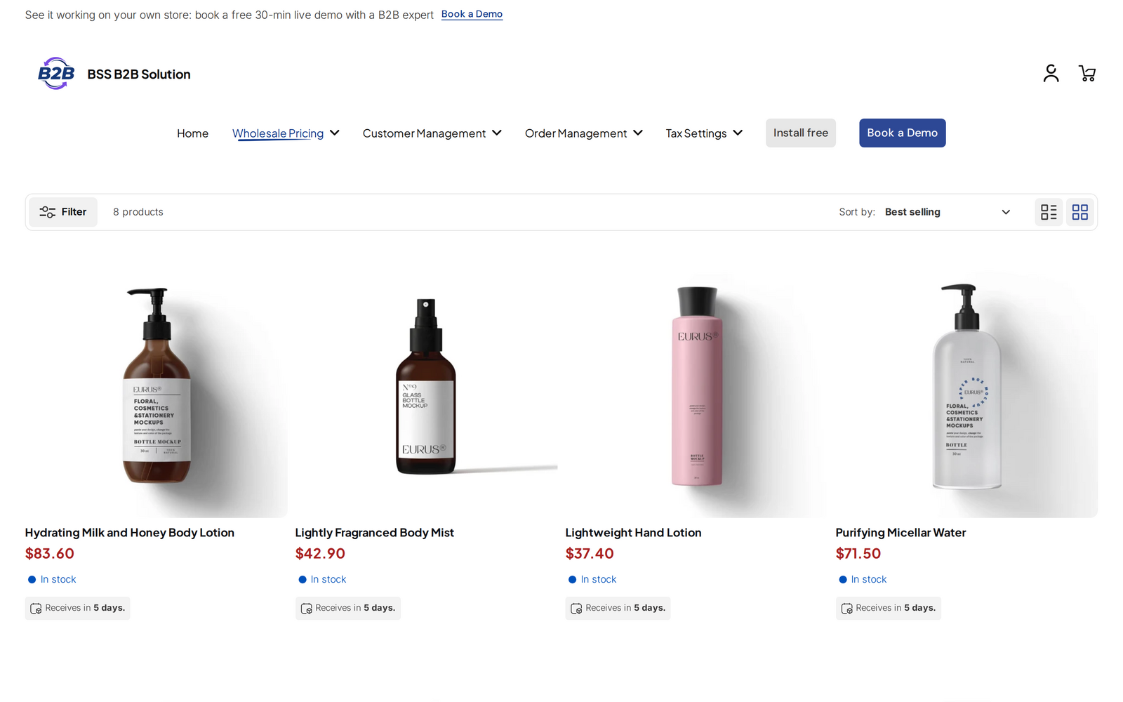 The same collection for a guest visitor at regular retail prices