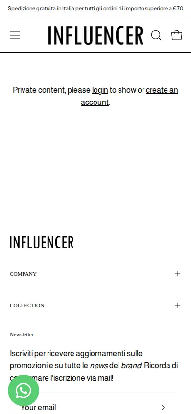 INFLUENCER locked product page on a phone