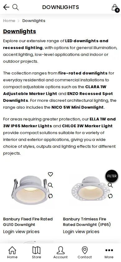 SL Lighting downlights collection on a phone