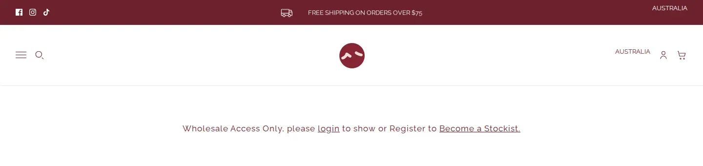 Pret a Prep opening order product page showing only the message Wholesale Access Only, please login to show or Register to Become a Stockist