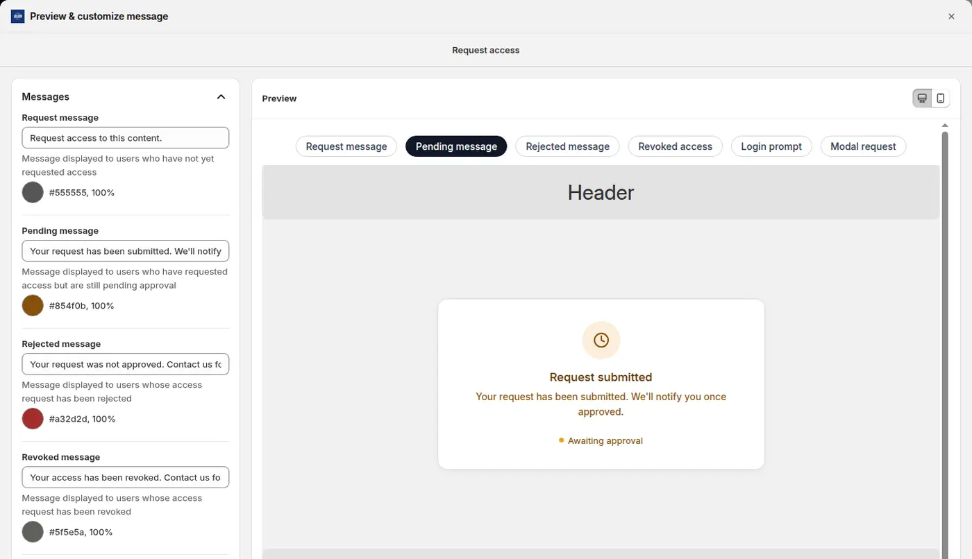 BSS B2B Lock pending message preview: Request submitted, we will notify you once approved