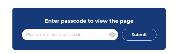 Storefront page locked with a passcode field
