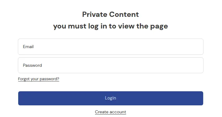 Storefront page locked behind a login form